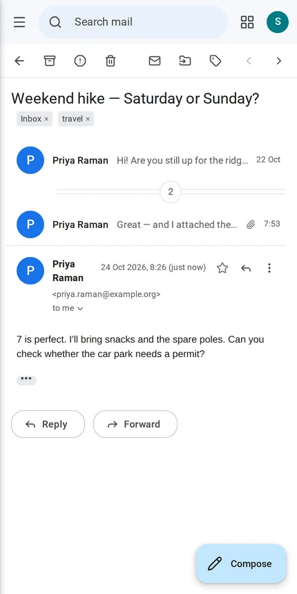 A conversation on a phone.